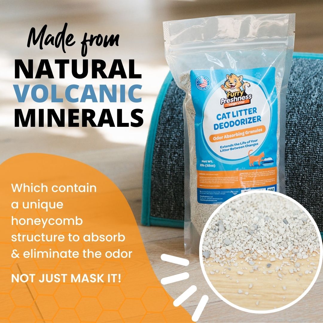 litter box freshness booster FurryFreshness Cat Litter Deodorizer & Litter Box Odor Eliminator
