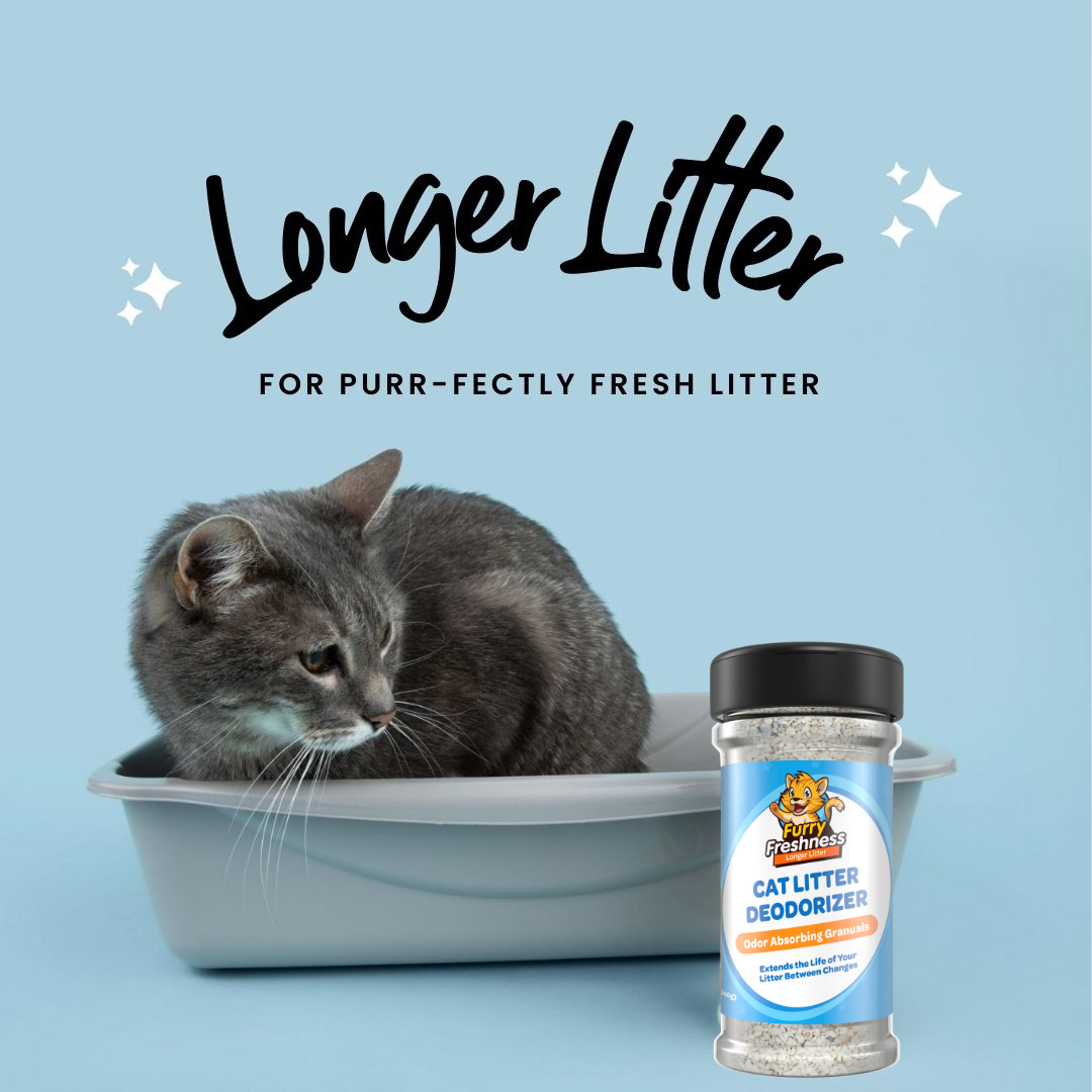 FurryFreshness Cat Litter Deodorizer & Litter Box Odor Eliminator - Works With All Litters To Increase The Life Of Your Litter -Made In USA FurryFreshness Cat Litter Deodorizer & Litter Box Odor Eliminator - Works With All Litters To Increase The Life Of Your Litter -Made In USA