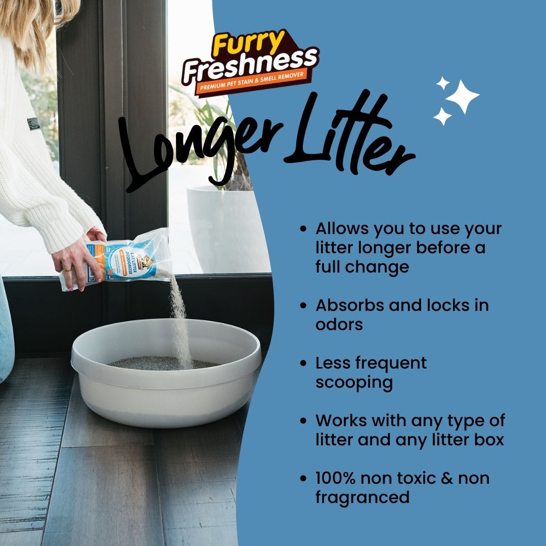 litter box freshness booster FurryFreshness Cat Litter Deodorizer & Litter Box Odor Eliminator