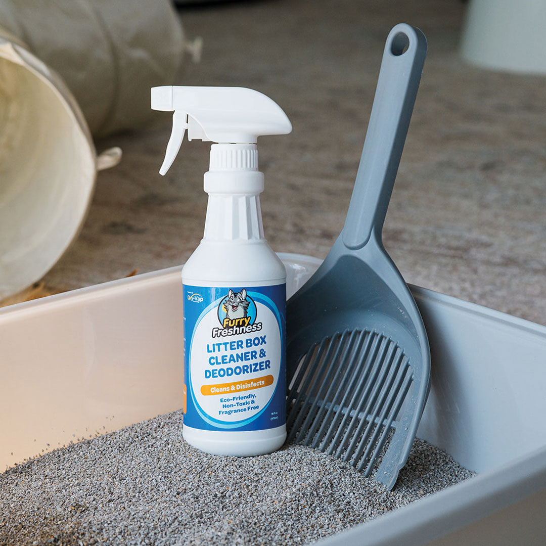 NEW! Litter Box Cleaner & Deodorizer 16oz Bottle - FurryFreshness Premium Stain and Smell Remover NEW! Litter Box Cleaner & Deodorizer 16oz Bottle - FurryFreshness Premium Stain and Smell Remover