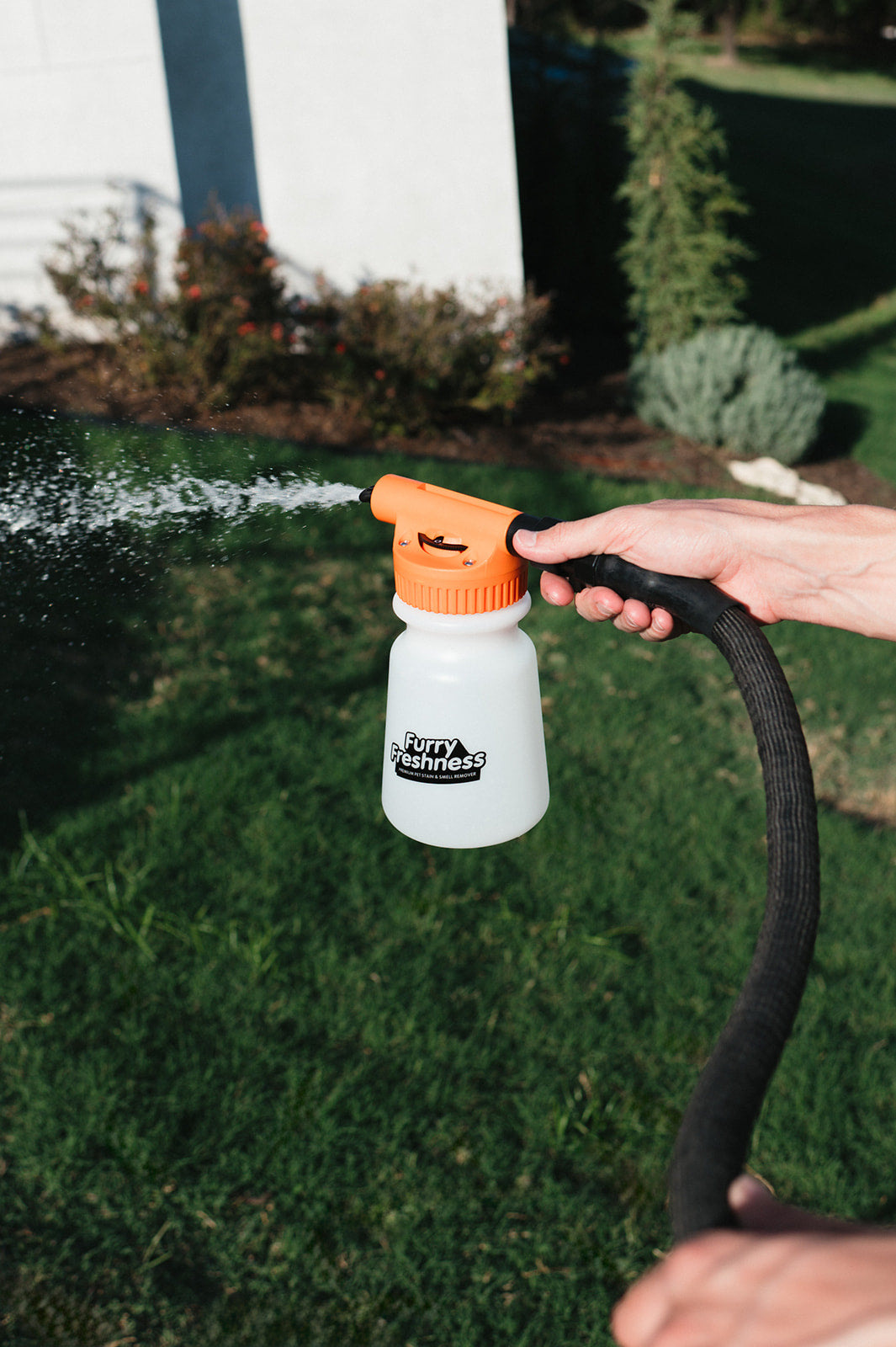 spraying stain with garden sprayer New! Outdoor & Turf Stain & Odor Eliminator